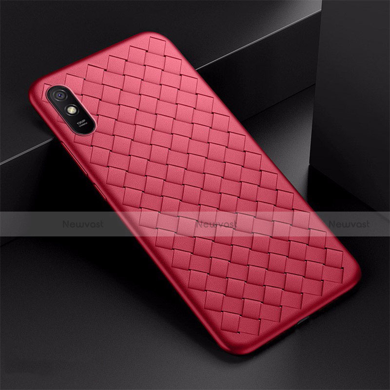 Soft Silicone Gel Leather Snap On Case Cover H01 for Xiaomi Redmi 9AT Red
