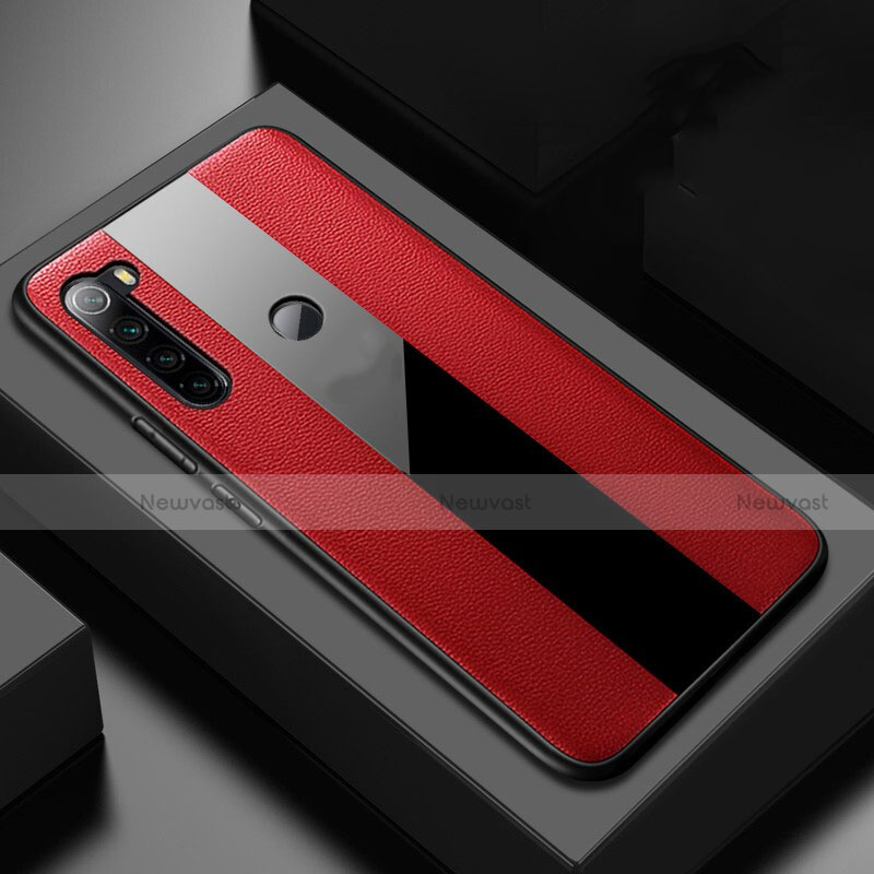 Soft Silicone Gel Leather Snap On Case Cover H01 for Xiaomi Redmi Note 8 Red