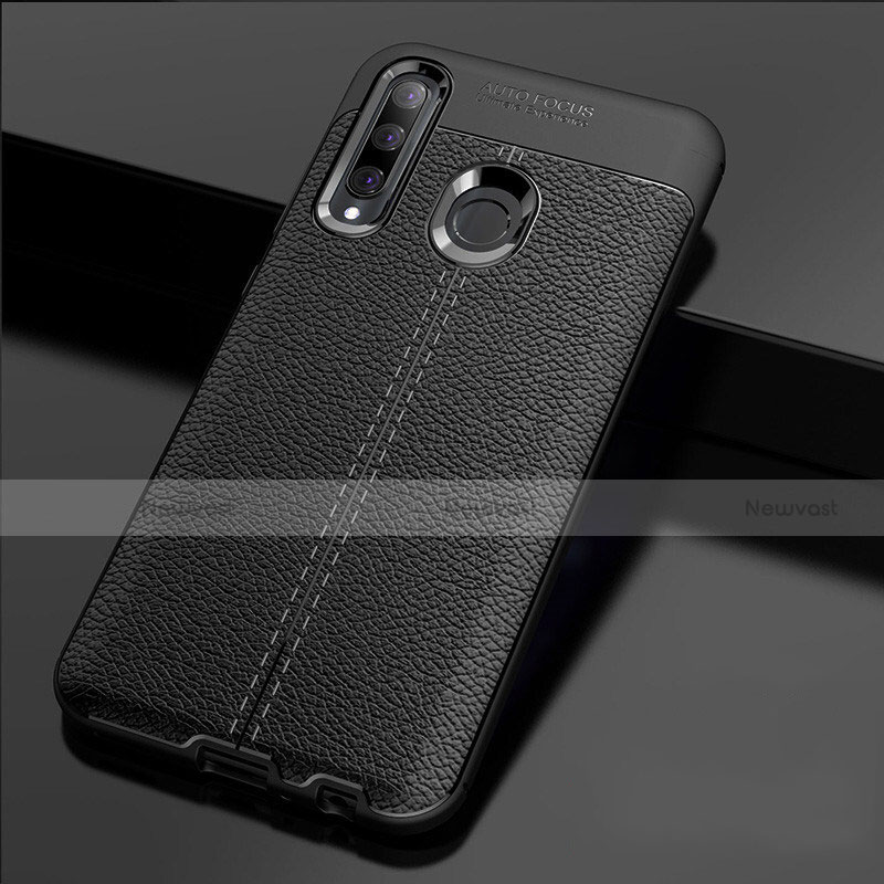 Soft Silicone Gel Leather Snap On Case Cover H02 for Huawei Honor 20 Lite Black