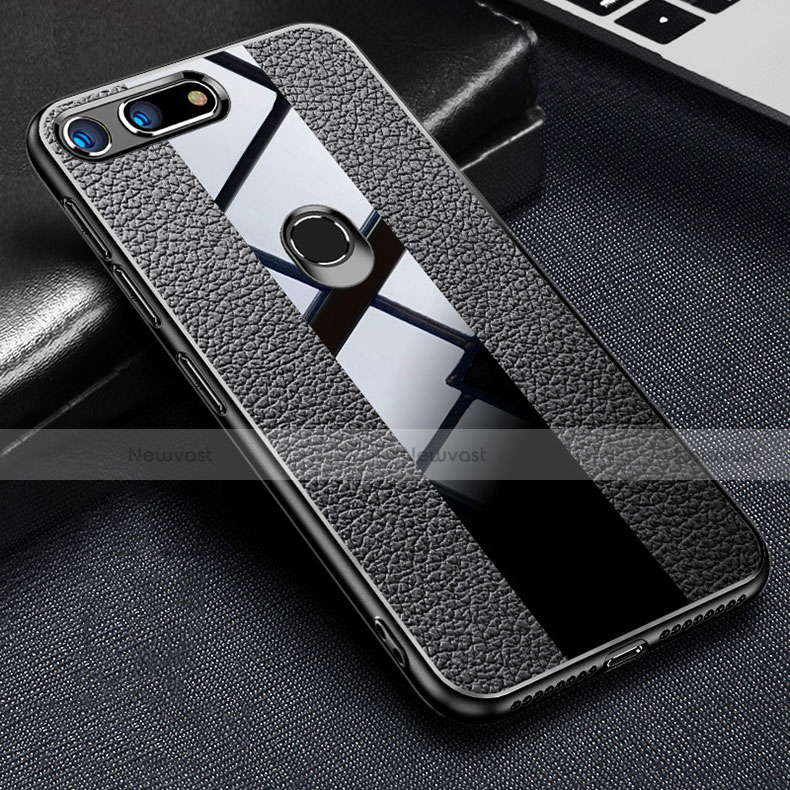 Soft Silicone Gel Leather Snap On Case Cover H02 for Huawei Honor V20 Black