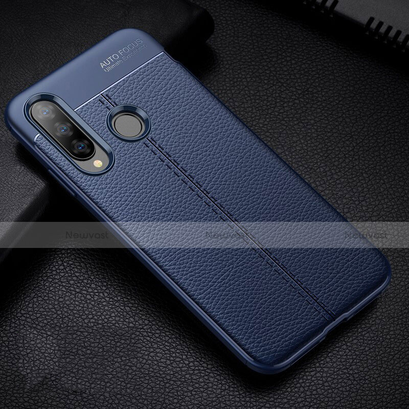 Soft Silicone Gel Leather Snap On Case Cover H02 for Huawei Nova 4e Blue