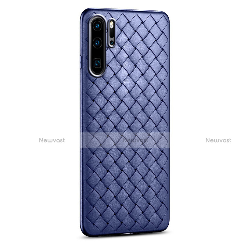 Soft Silicone Gel Leather Snap On Case Cover H02 for Huawei P30 Pro Blue