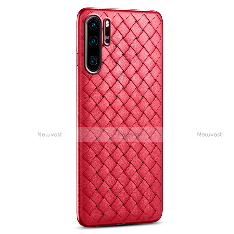 Soft Silicone Gel Leather Snap On Case Cover H02 for Huawei P30 Pro Red