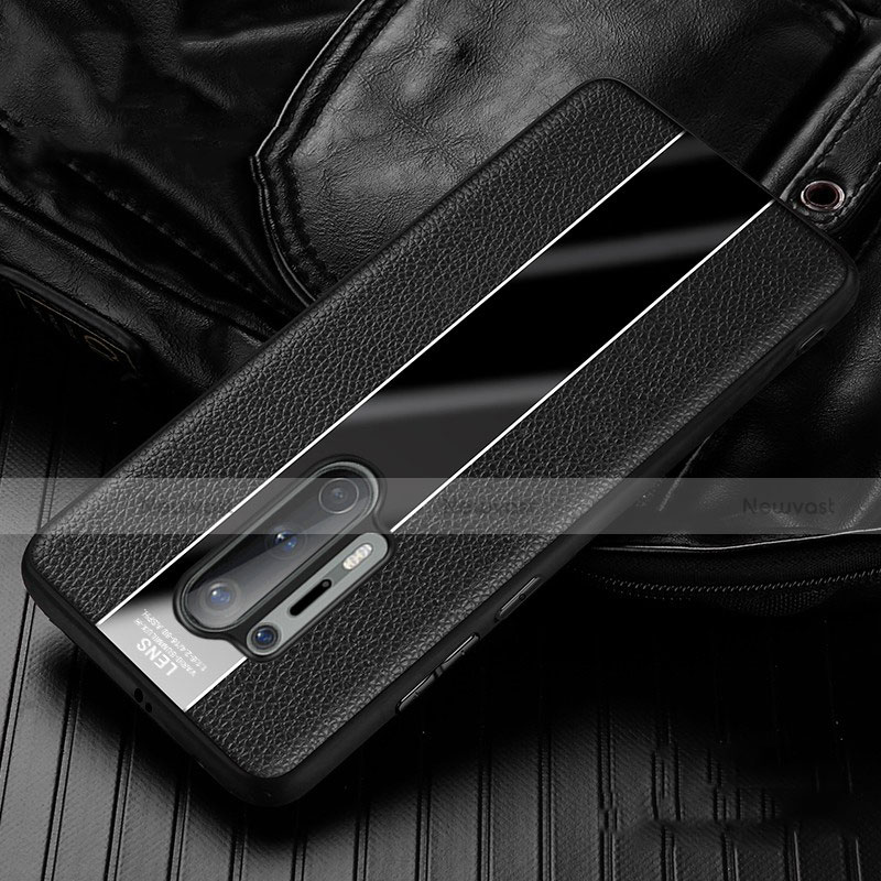 Soft Silicone Gel Leather Snap On Case Cover H02 for OnePlus 8 Pro Black