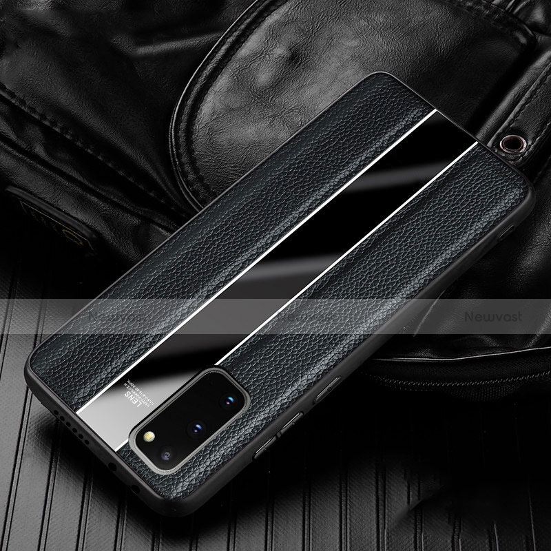 Soft Silicone Gel Leather Snap On Case Cover H02 for Samsung Galaxy S20 Black