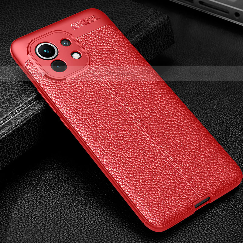 Soft Silicone Gel Leather Snap On Case Cover H02 for Xiaomi Mi 11 Lite 5G Red