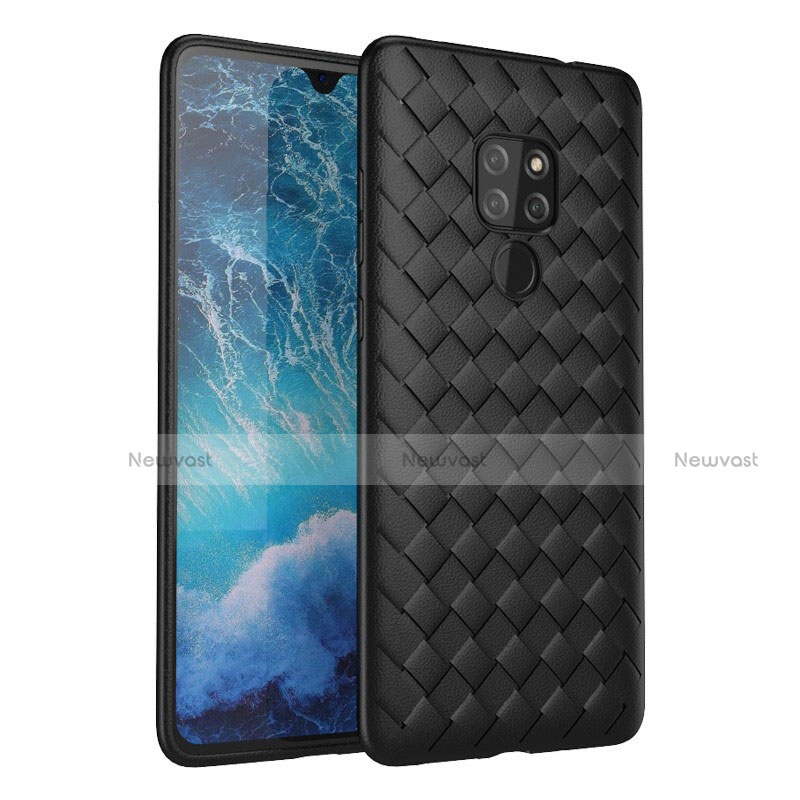 Soft Silicone Gel Leather Snap On Case Cover H03 for Huawei Mate 20 Black
