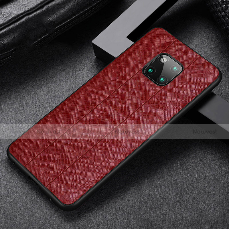 Soft Silicone Gel Leather Snap On Case Cover H03 for Huawei Mate 20 Pro Red