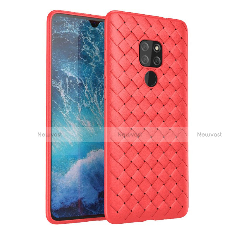 Soft Silicone Gel Leather Snap On Case Cover H03 for Huawei Mate 20 Red