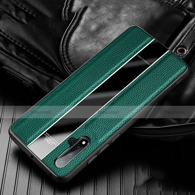 Soft Silicone Gel Leather Snap On Case Cover H03 for Huawei Nova 5 Green