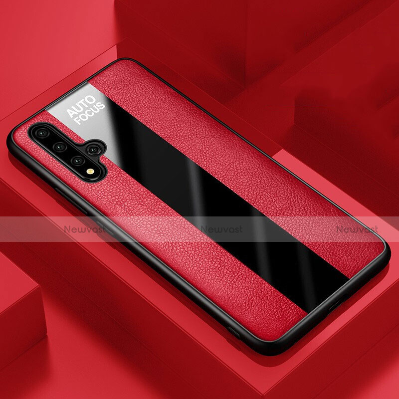 Soft Silicone Gel Leather Snap On Case Cover H03 for Huawei Nova 5T Red