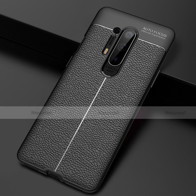 Soft Silicone Gel Leather Snap On Case Cover H03 for OnePlus 8 Pro Black