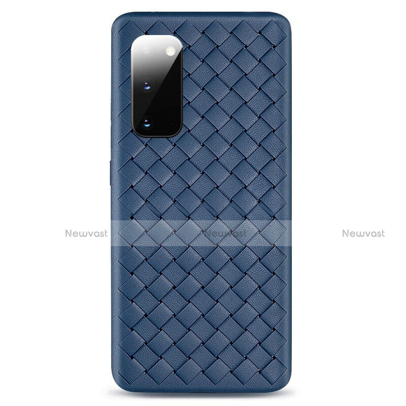 Soft Silicone Gel Leather Snap On Case Cover H03 for Samsung Galaxy S20 5G Blue