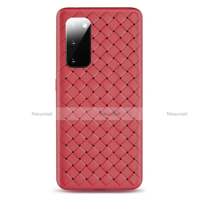 Soft Silicone Gel Leather Snap On Case Cover H03 for Samsung Galaxy S20 5G Red