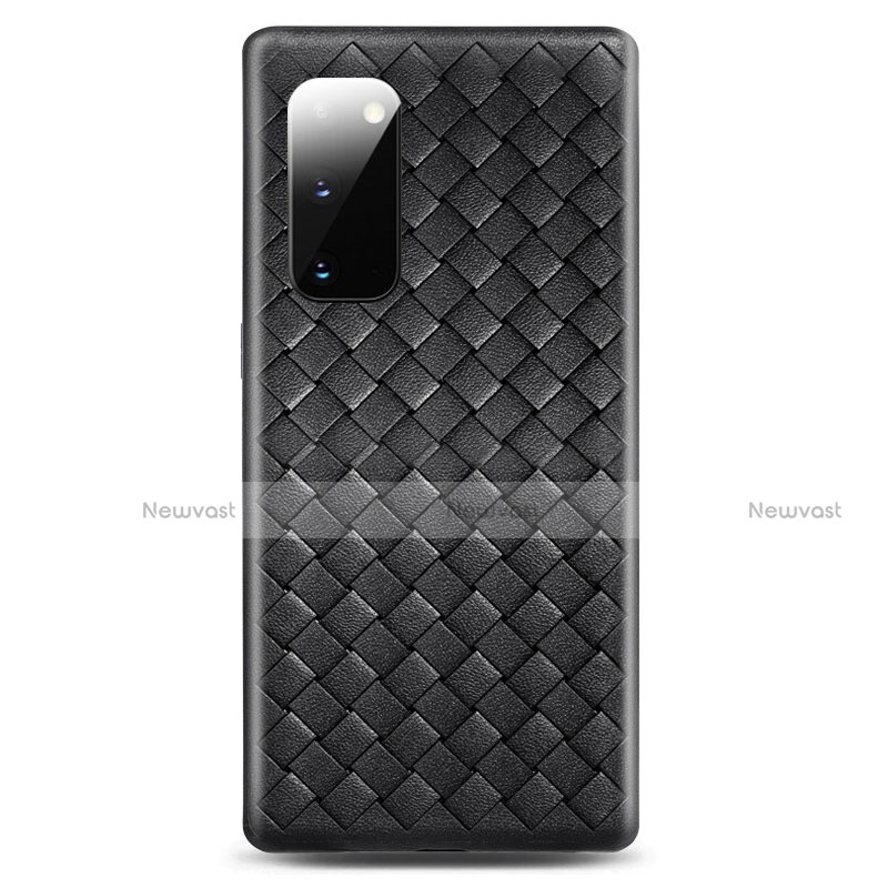 Soft Silicone Gel Leather Snap On Case Cover H03 for Samsung Galaxy S20 Black