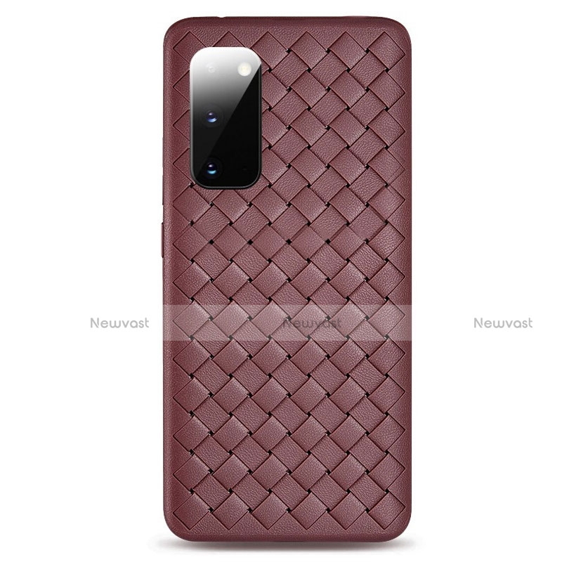 Soft Silicone Gel Leather Snap On Case Cover H03 for Samsung Galaxy S20 Brown