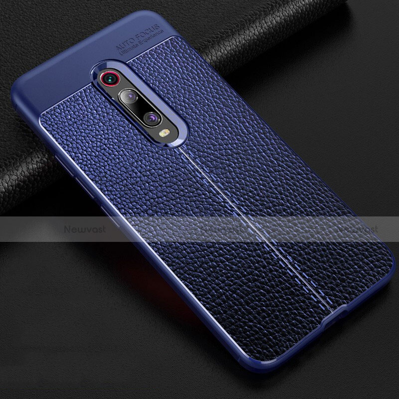 Soft Silicone Gel Leather Snap On Case Cover H03 for Xiaomi Mi 9T Blue