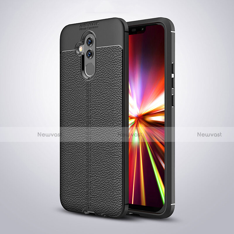 Soft Silicone Gel Leather Snap On Case Cover H04 for Huawei Mate 20 Lite Black