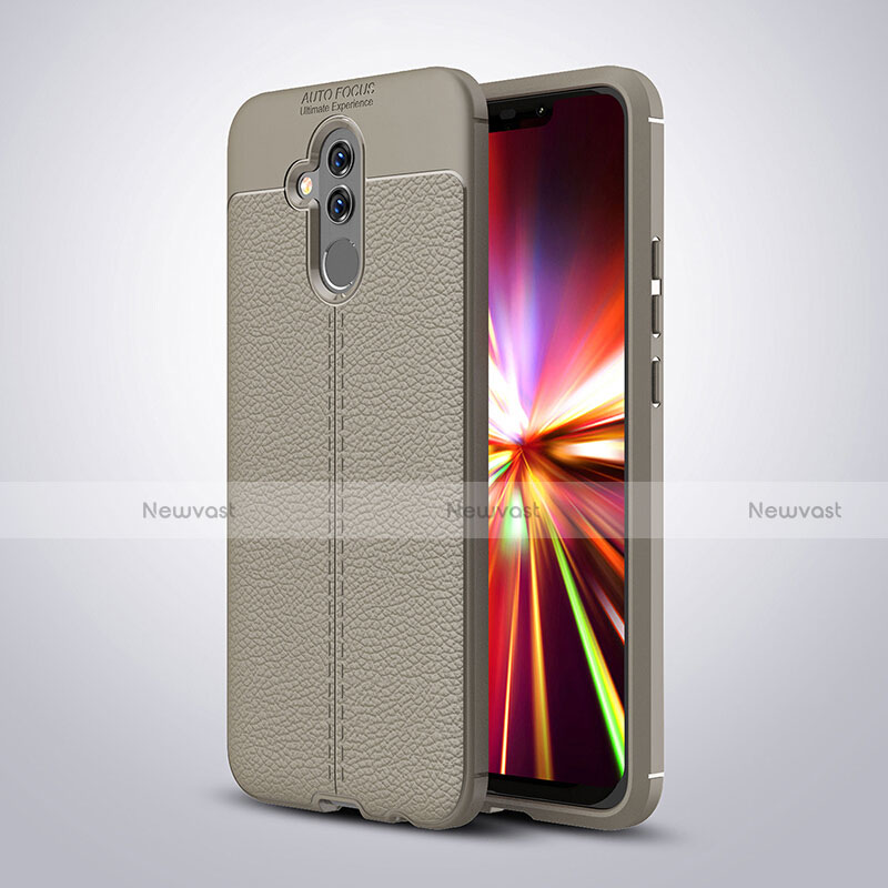 Soft Silicone Gel Leather Snap On Case Cover H04 for Huawei Mate 20 Lite Gray