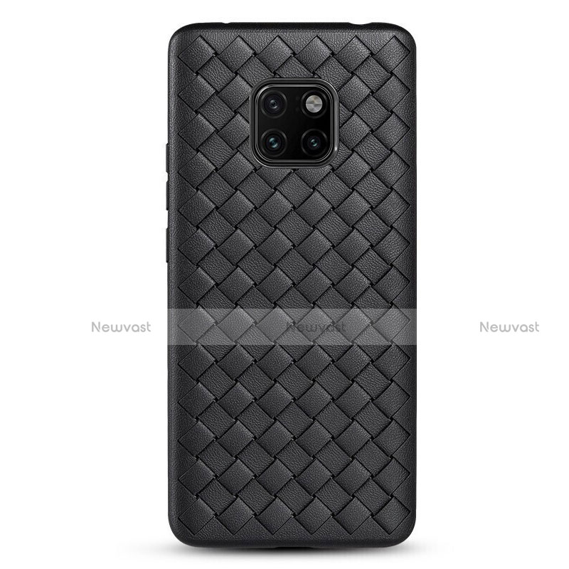 Soft Silicone Gel Leather Snap On Case Cover H04 for Huawei Mate 20 Pro Black
