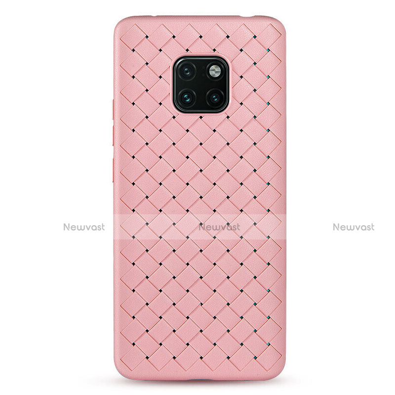 Soft Silicone Gel Leather Snap On Case Cover H04 for Huawei Mate 20 Pro Pink