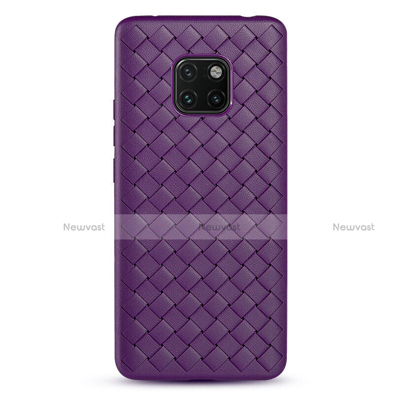 Soft Silicone Gel Leather Snap On Case Cover H04 for Huawei Mate 20 Pro Purple