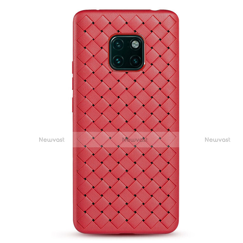 Soft Silicone Gel Leather Snap On Case Cover H04 for Huawei Mate 20 Pro Red