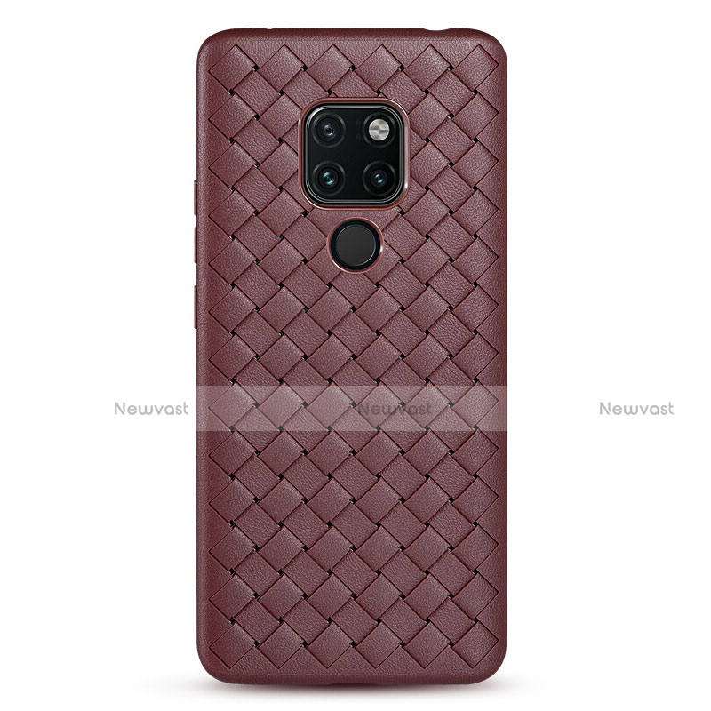 Soft Silicone Gel Leather Snap On Case Cover H04 for Huawei Mate 20 X 5G Brown