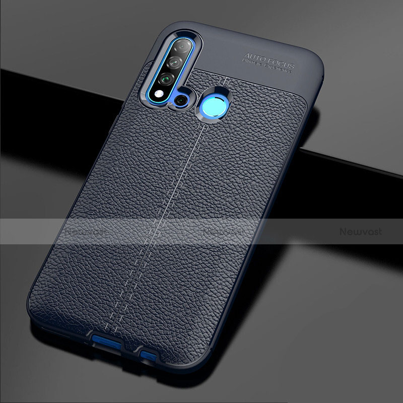 Soft Silicone Gel Leather Snap On Case Cover H04 for Huawei Nova 5i Blue