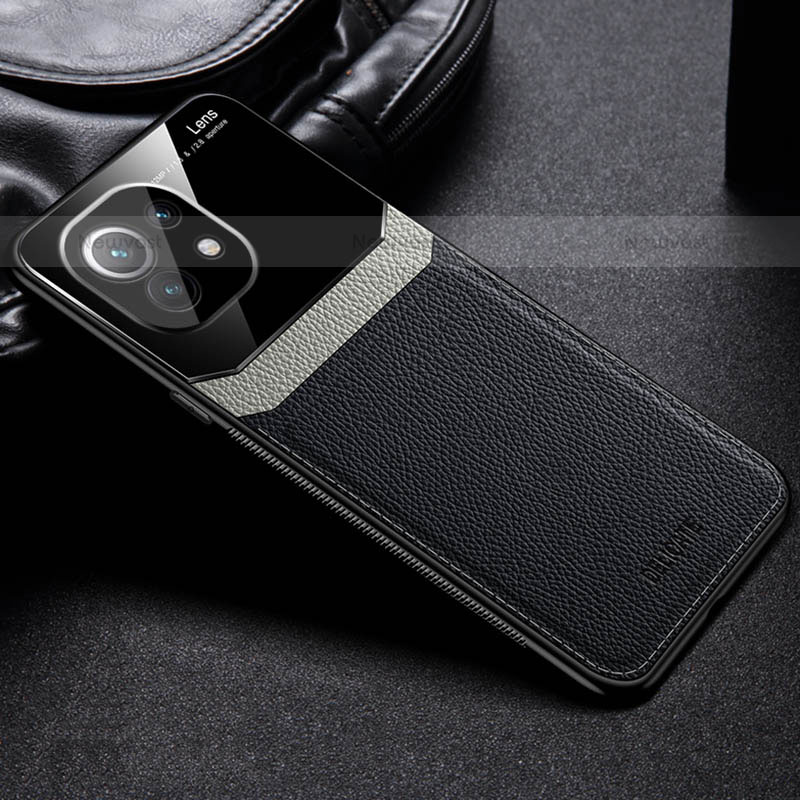 Soft Silicone Gel Leather Snap On Case Cover H04 for Xiaomi Mi 11 5G Black