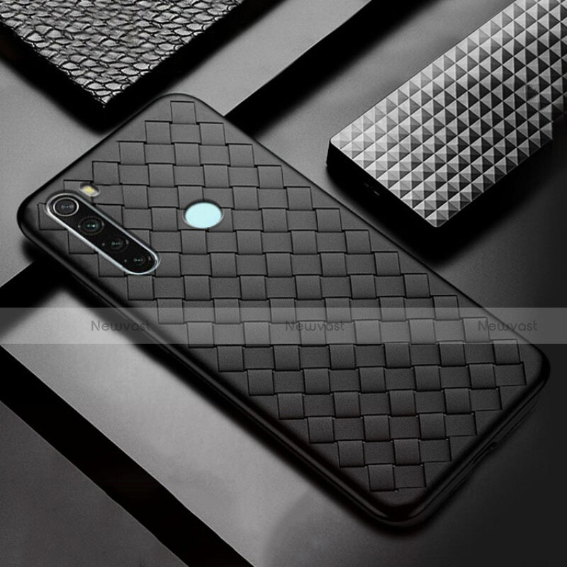 Soft Silicone Gel Leather Snap On Case Cover H04 for Xiaomi Redmi Note 8 (2021) Black
