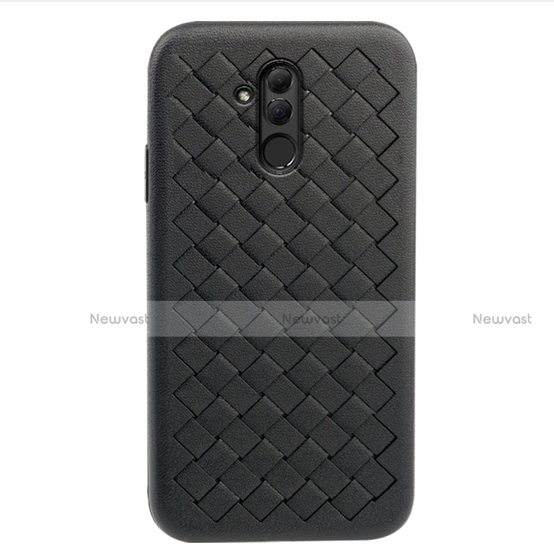 Soft Silicone Gel Leather Snap On Case Cover H05 for Huawei Mate 20 Lite Black