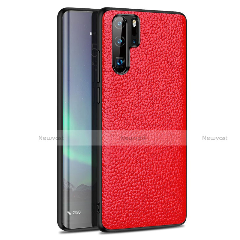 Soft Silicone Gel Leather Snap On Case Cover H05 for Huawei P30 Pro New Edition Red