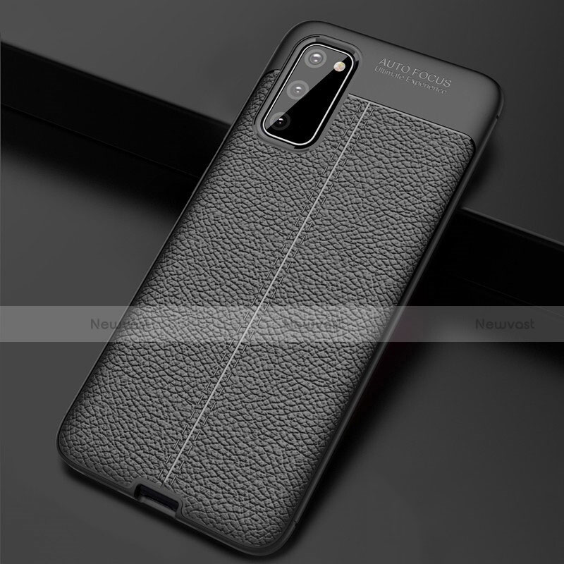 Soft Silicone Gel Leather Snap On Case Cover H05 for Samsung Galaxy S20 5G Black
