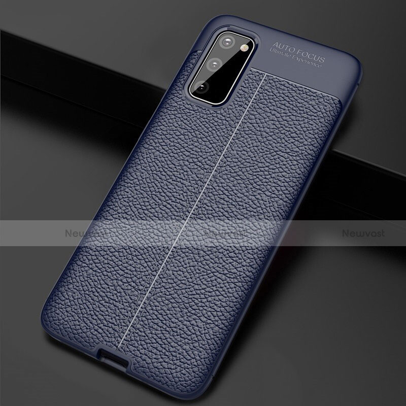 Soft Silicone Gel Leather Snap On Case Cover H05 for Samsung Galaxy S20 5G Blue