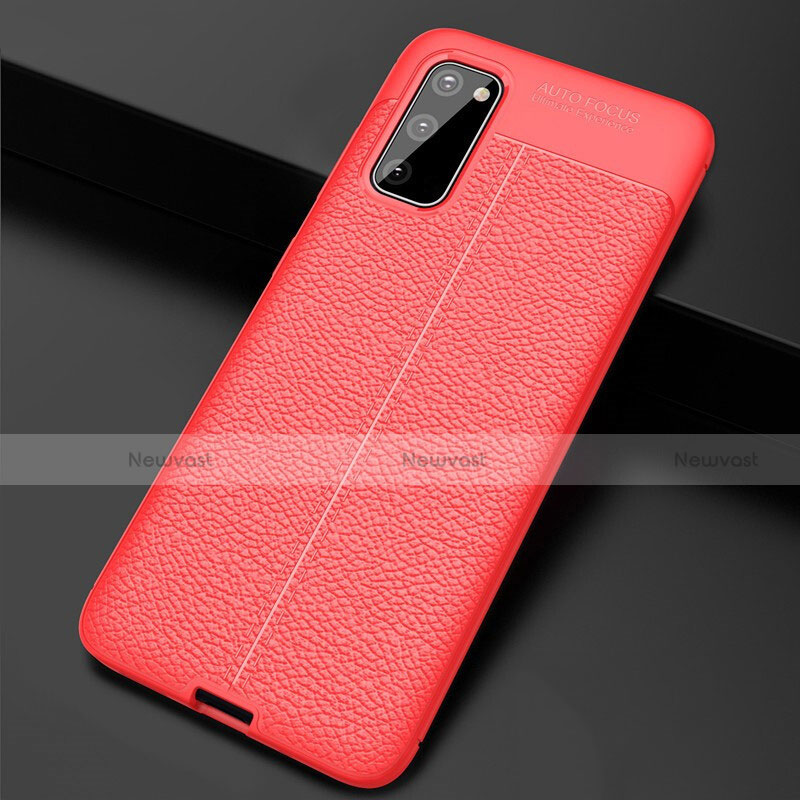 Soft Silicone Gel Leather Snap On Case Cover H05 for Samsung Galaxy S20 5G Red