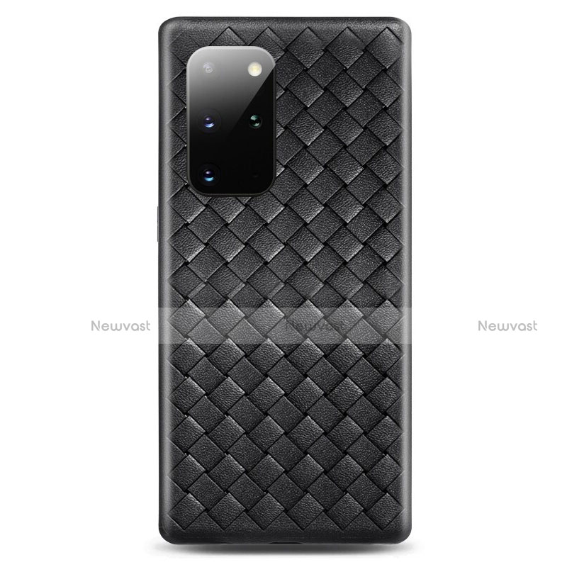 Soft Silicone Gel Leather Snap On Case Cover H05 for Samsung Galaxy S20 Plus 5G Black