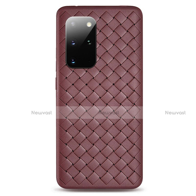 Soft Silicone Gel Leather Snap On Case Cover H05 for Samsung Galaxy S20 Plus 5G Brown