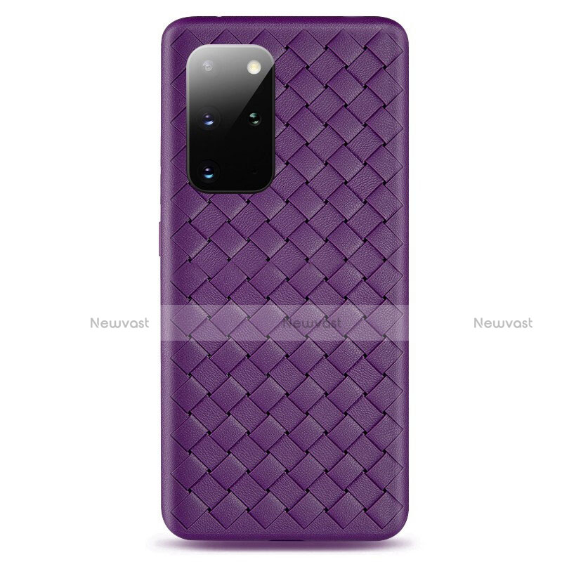 Soft Silicone Gel Leather Snap On Case Cover H05 for Samsung Galaxy S20 Plus 5G Purple
