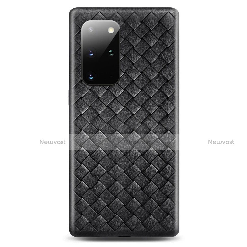 Soft Silicone Gel Leather Snap On Case Cover H05 for Samsung Galaxy S20 Plus Black