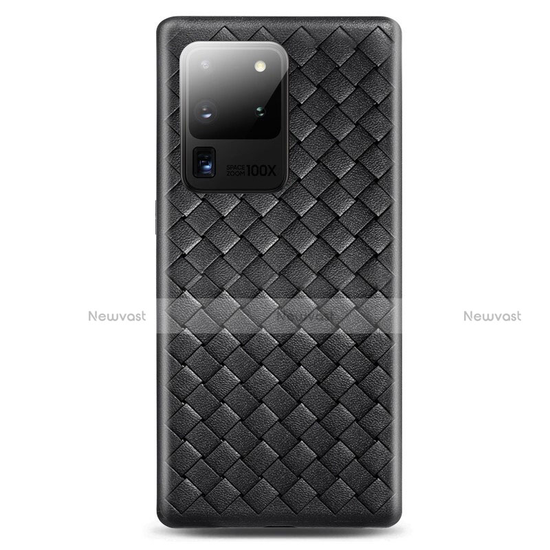 Soft Silicone Gel Leather Snap On Case Cover H05 for Samsung Galaxy S20 Ultra 5G Black