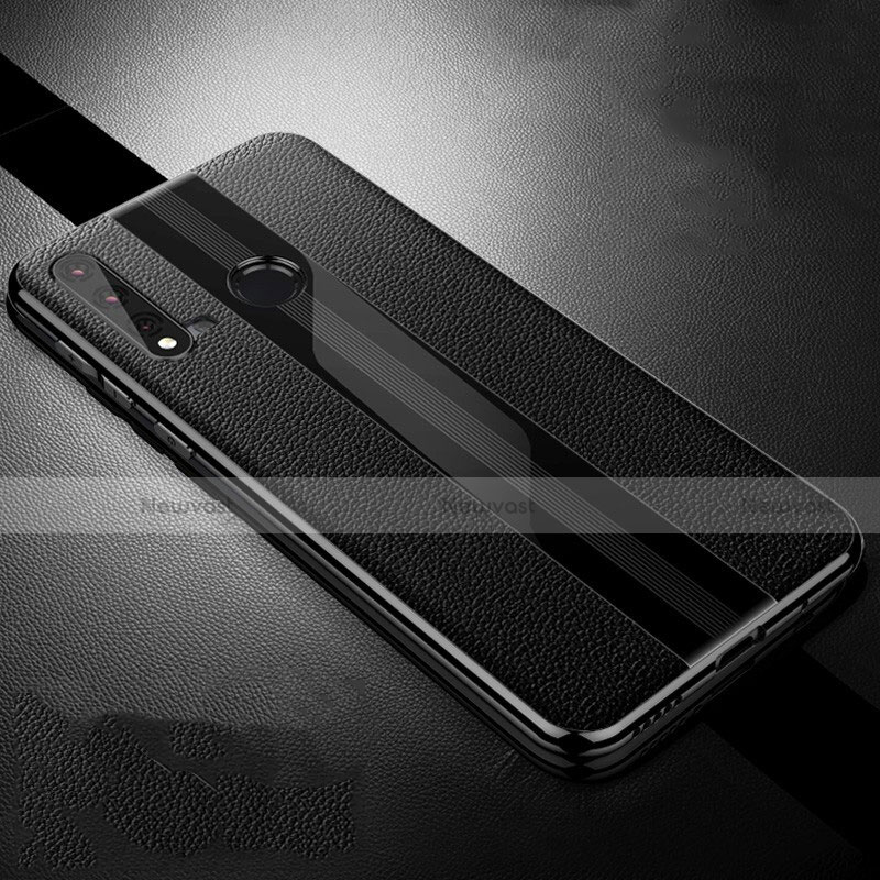 Soft Silicone Gel Leather Snap On Case Cover H06 for Huawei Nova 5i Black