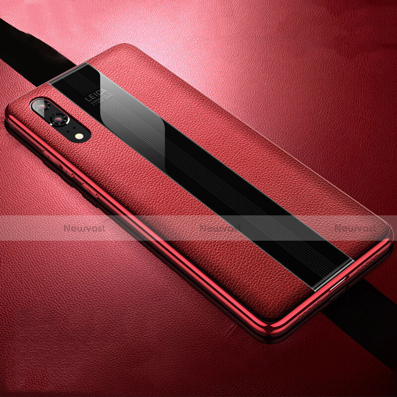 Soft Silicone Gel Leather Snap On Case Cover H07 for Huawei P20 Red