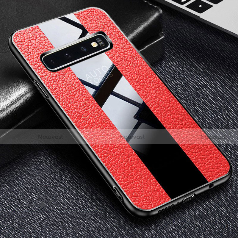 Soft Silicone Gel Leather Snap On Case Cover L01 for Samsung Galaxy S10 5G Red