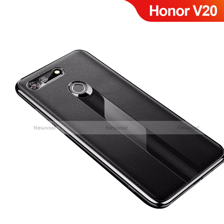 Soft Silicone Gel Leather Snap On Case Cover M01 for Huawei Honor View 20 Black