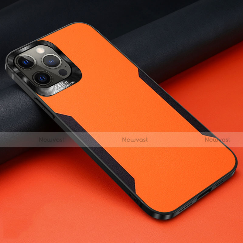 Soft Silicone Gel Leather Snap On Case Cover N01 for Apple iPhone 12 Pro Max Orange