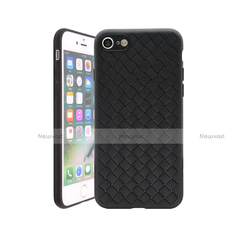 Soft Silicone Gel Leather Snap On Case Cover S01 for Apple iPhone SE (2020) Black