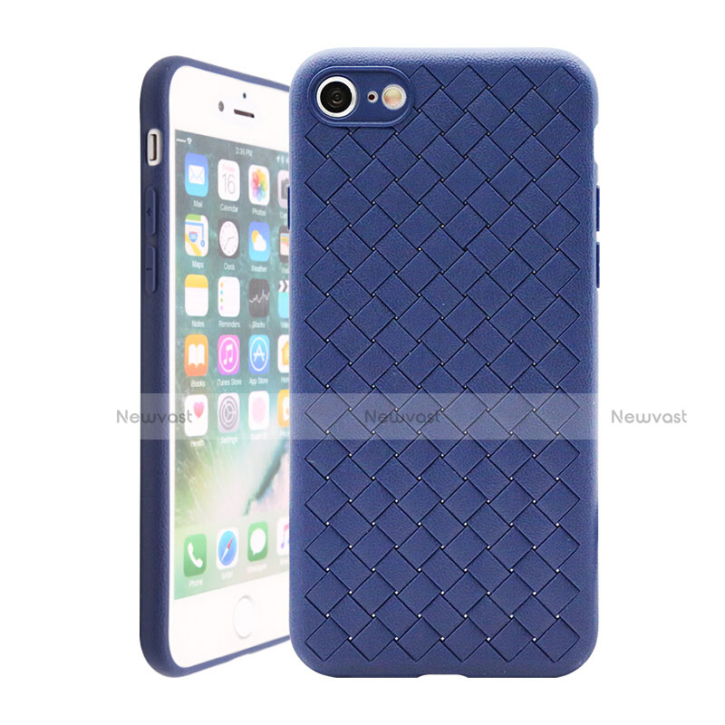 Soft Silicone Gel Leather Snap On Case Cover S01 for Apple iPhone SE (2020) Blue