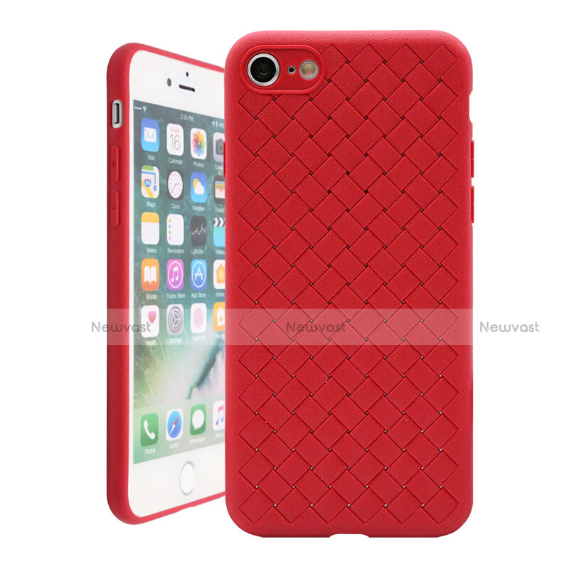 Soft Silicone Gel Leather Snap On Case Cover S01 for Apple iPhone SE (2020) Red