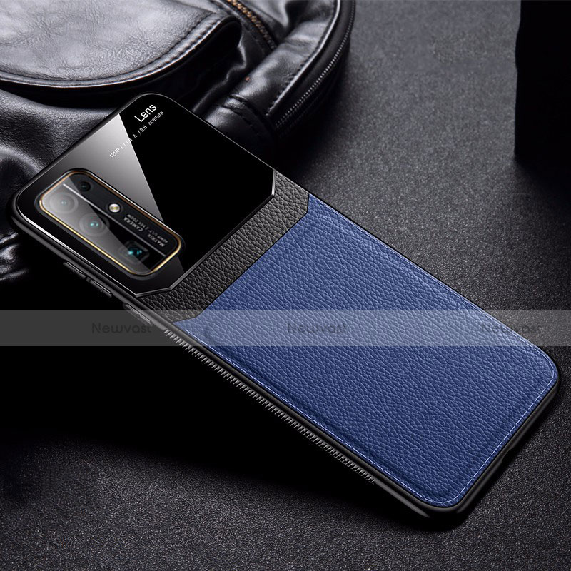 Soft Silicone Gel Leather Snap On Case Cover S01 for Huawei Honor 30 Blue